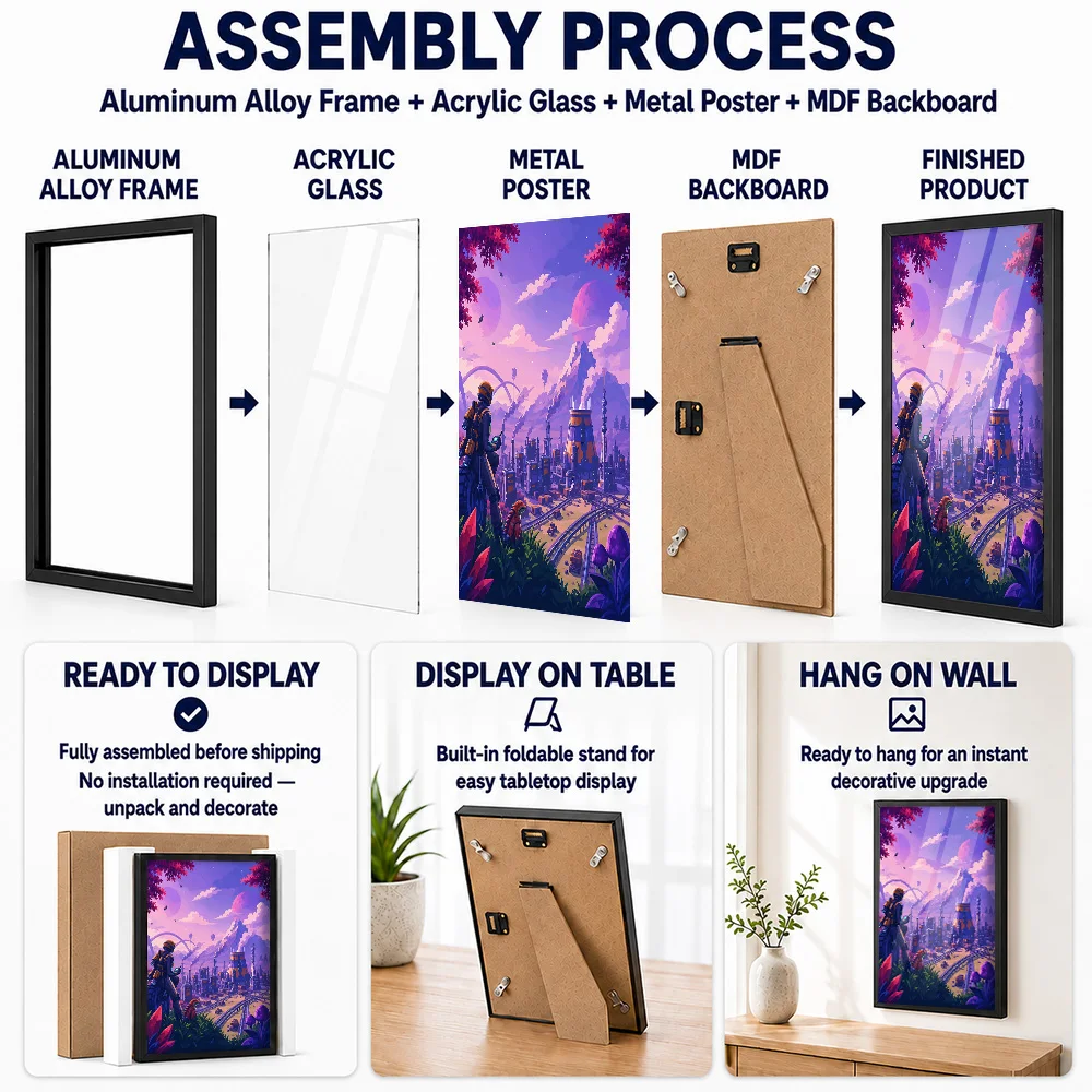 Satisfactory Gaming Framed Aluminum Metal Poster Customized Photo Modern Mission Style Wall Art For Studio Technology Fan Gift