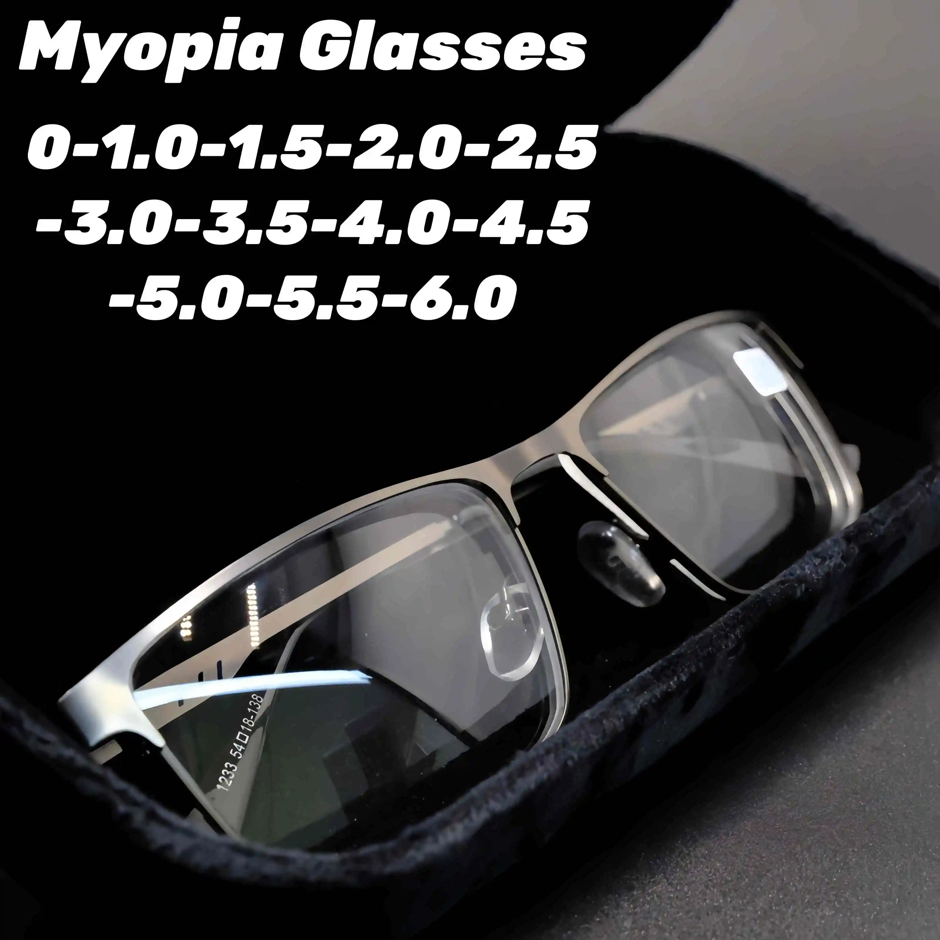 

Men Myopia Glasses Business Square Full Frame Anti Blue Light Near Sight Eyeglasses Male Luxury Designer minus Sight Eyewear