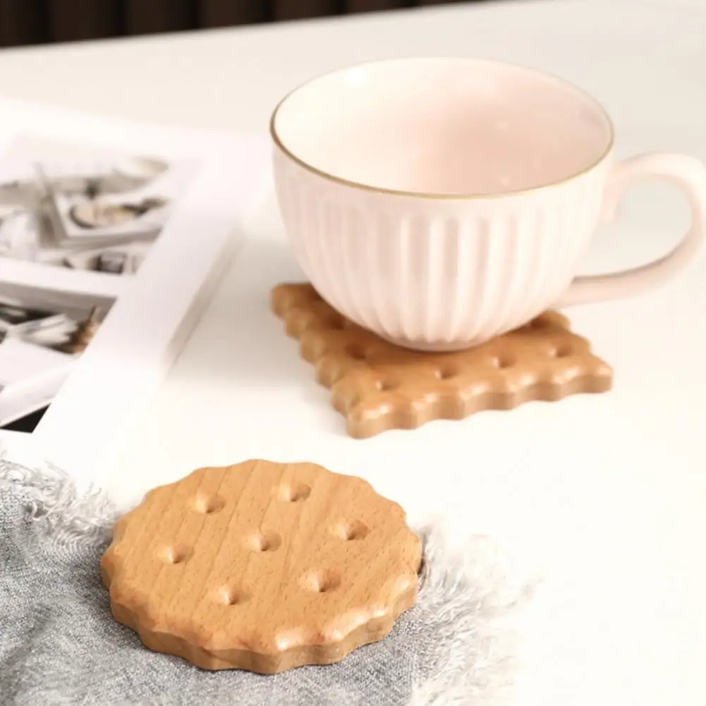 Wooden Coaster Lotus Root Slices Cookies Table Coaster Insulation Pad Tea Coaster Bowl Mat Biscuit Shape Cup Coffee Holder Mat