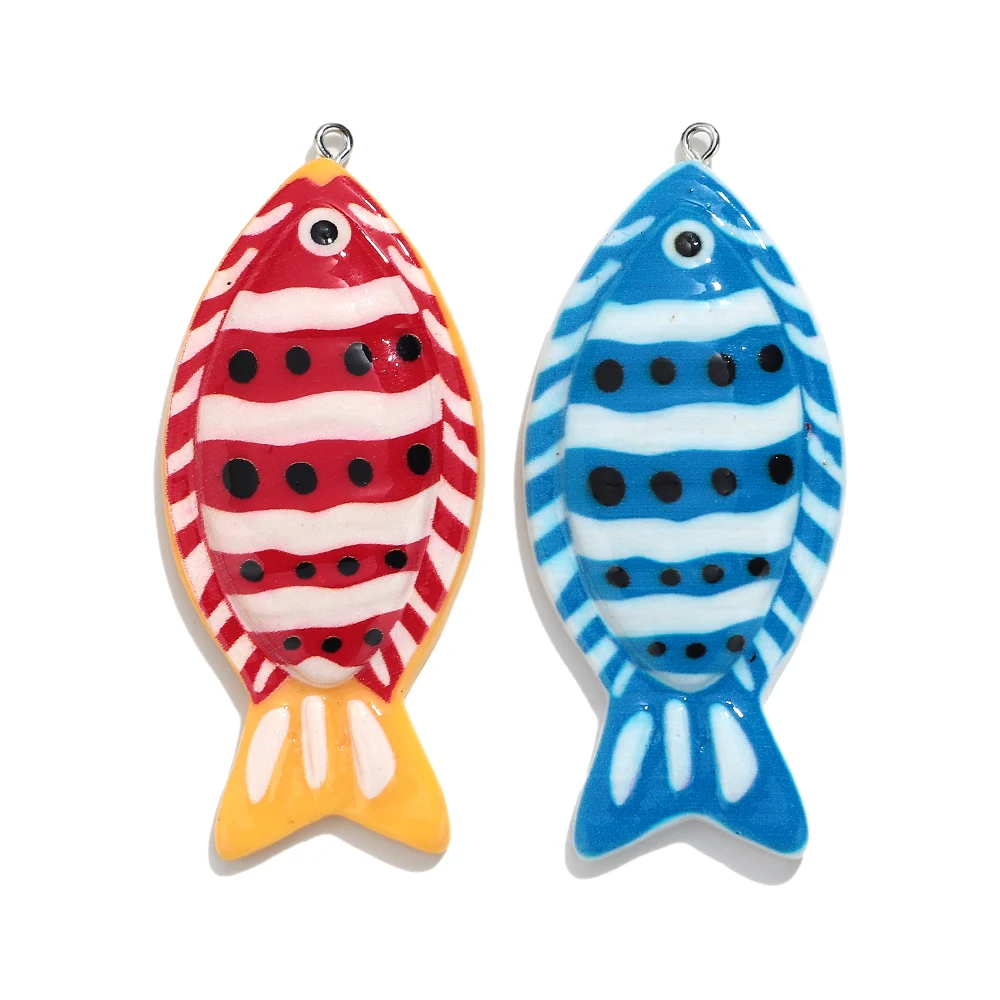 5pcs/lot Colorful Acrylic 30x69mm Cute Fish Shape Charms for DIY Jewelry Making Pendant Necklace Bracelet Keychain Accessories
