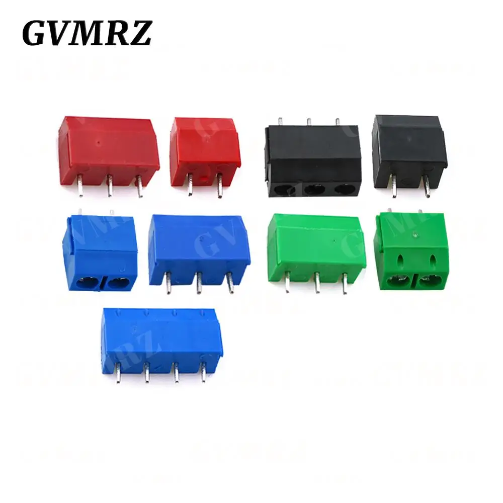 10PCS PCB Terminal Block Connector Pitch 5.0mm KF301 Rechte Pin 2P 3P Schroef PCB Eindblokken connector Blauw Zwart Groen