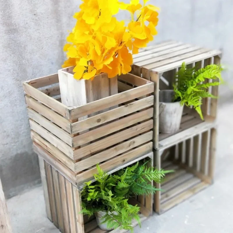 Zakka American Country Garden Flower Shop Fruit Shop Decorative Restaurant Beer Case Multifunctional Versatile Solid Wood Storag