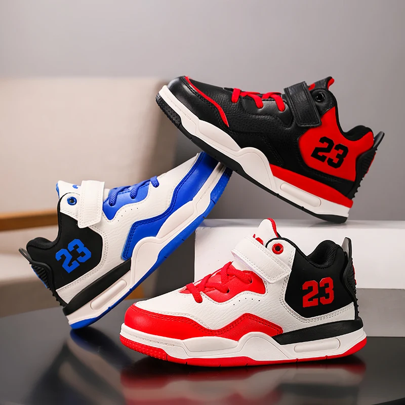 Autumn Childrens Boy Sneakers Pu Leather Outdoor Non-slip Boys Basketball Shoes School Running Luxury Fashion Boys Sports Shoes