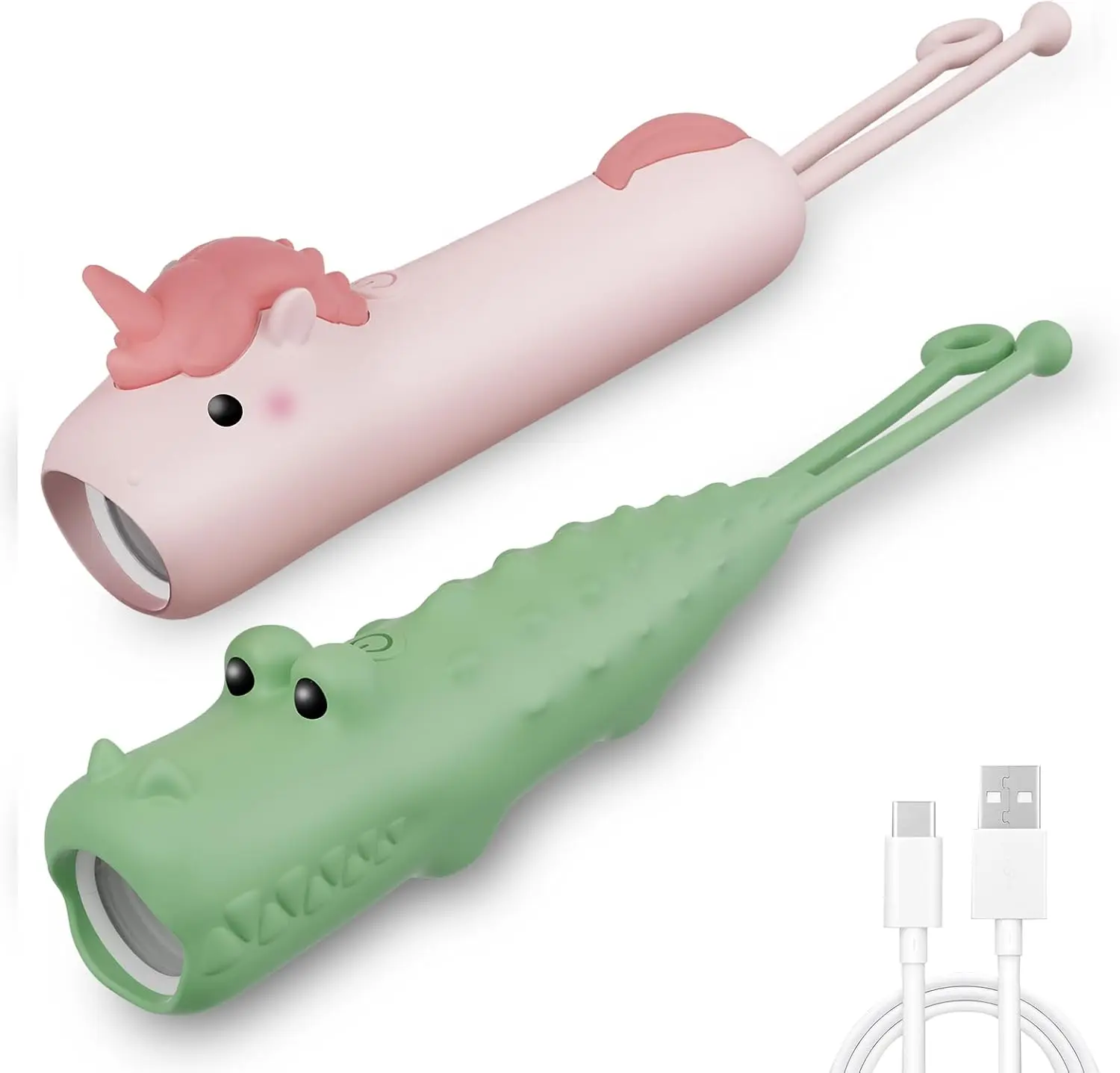 

Перезаряжаемый светодиодный фонарик для детей, розовый единорог и крокодил, подарок для отдыха на природе для детей 4-6 лет