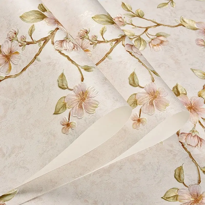 

Retro Rural 3d Embossed Plum Flower Mural Wallpaper Peel and Stick Floral Living Room Self Adhesive Wallpapers for Bedroom Walls