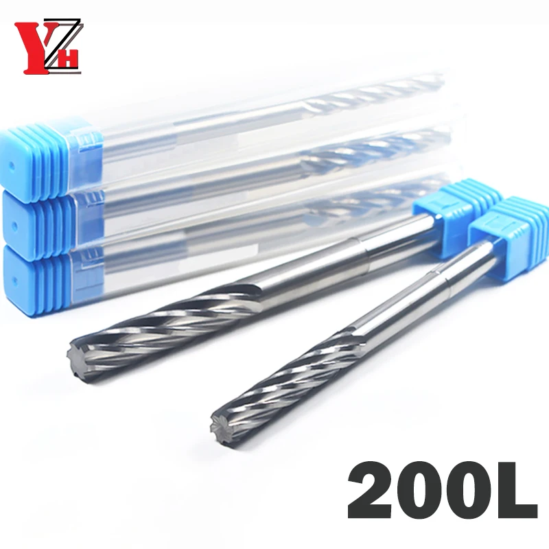 

YZH 200mm Machine Reamer Extended HRC50 Uncoated Spiral Groove Tolerance H7 Harened Steel Metal Cutter CNC Turning Hole