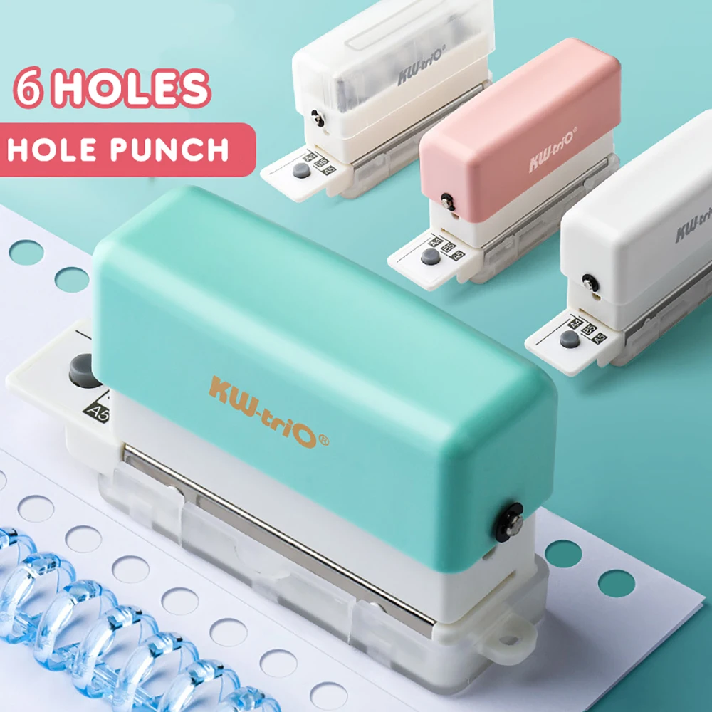 

6 Holes A4/A5/B5 Loose Leaf Paper Hole Punch DIY Round Hole Punch Scrapbook Notebook Binding Stationery Portable Tool