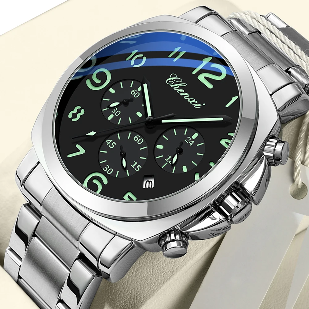 CHENXI Men Watches Stainless Steel Analog Quartz Sport Watches for Man Waterproof Business Classic Design Date Wrist Watch
