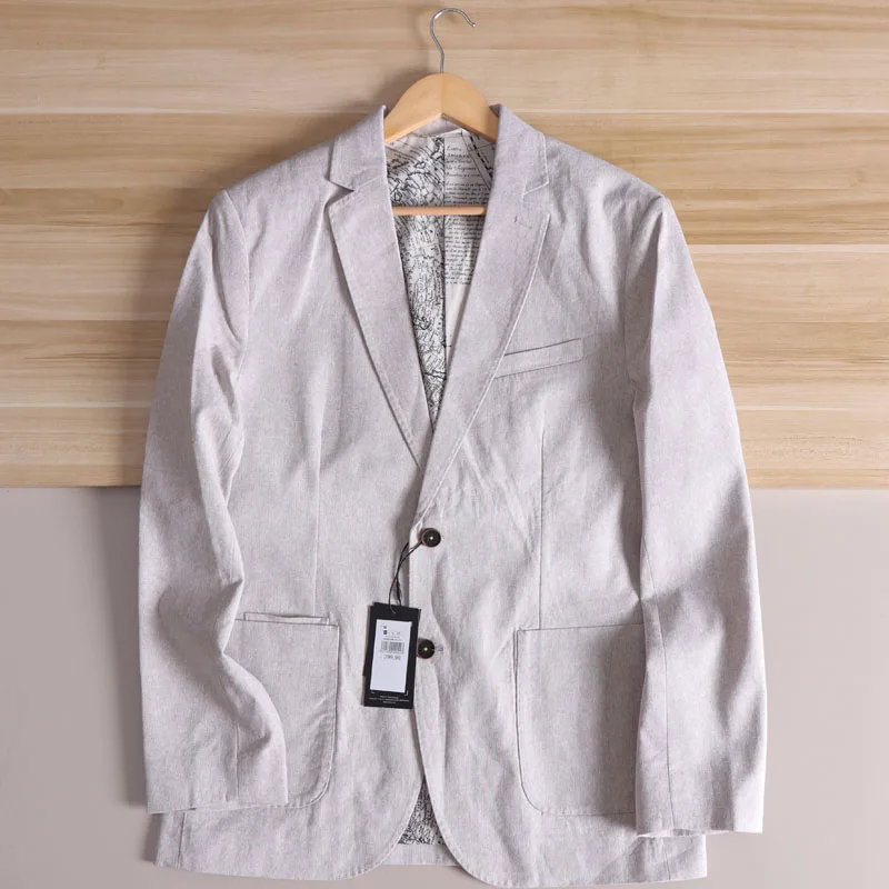 

Мужской костюм из хлопка и льна Ele Waed, дышащий модный городской деловой костюм, повседневный длинный свеч, однотонный, осеннее новое поступление