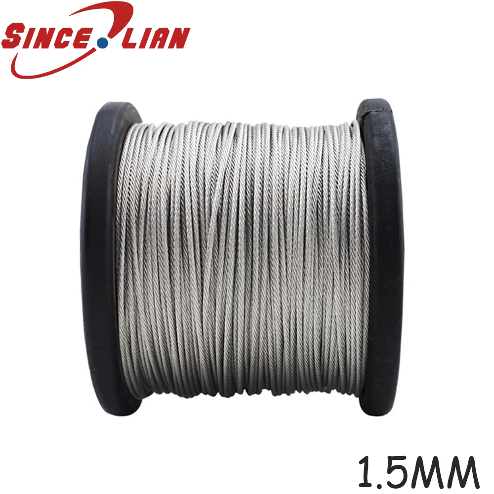 Diameter 1.5mm 7*7 Authentic Marine Seaworthy Grade 7x7 Stainless Steel Cable Wire Rope 100 meters