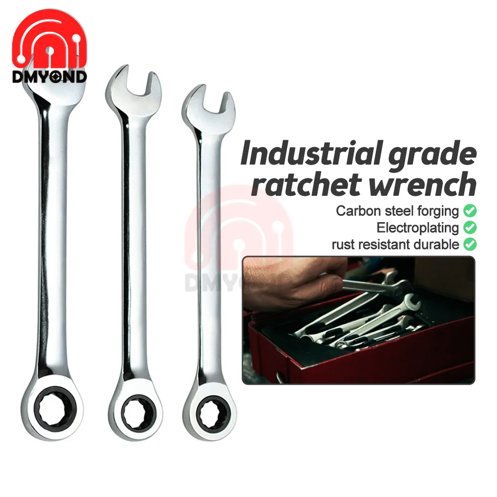 6,7,8,10,12,13,14,15,17mm Ratchet Spanner Combination Wrench Keys Gear Ring Tool Handle Chrome Vanadium Tool