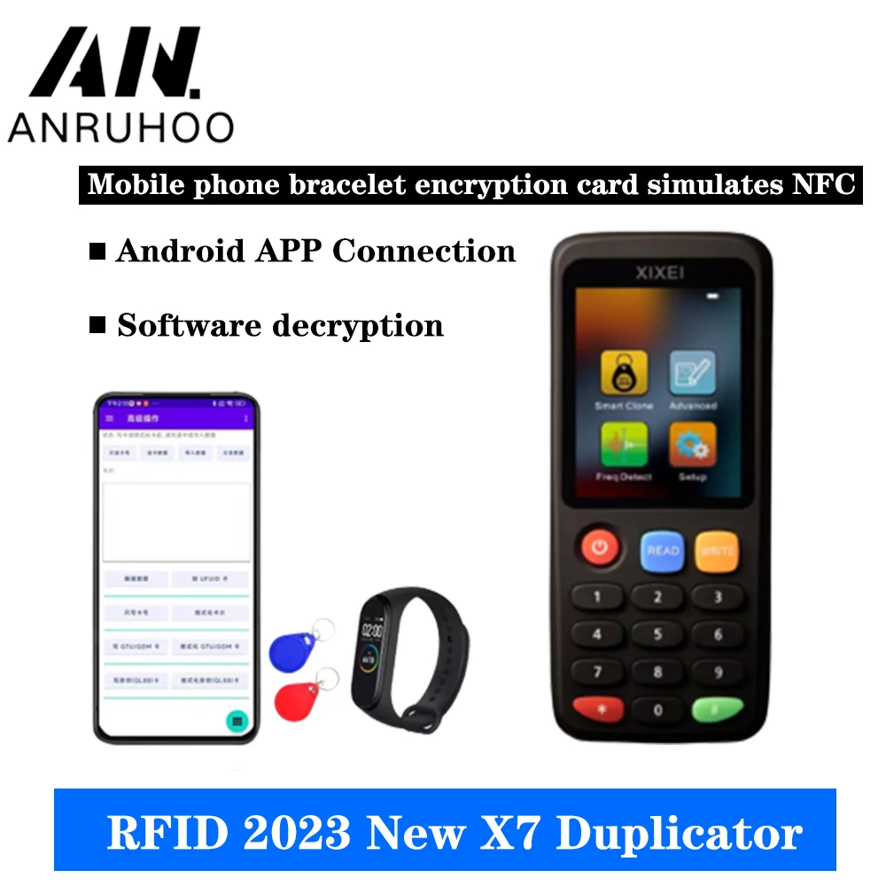 Handheld RFID X7 Smart Chip Card Duplicator 13.56Mhz Badge Copier 125Khz Token Clone Ntag213 Copy Writer IC ID Key Reader