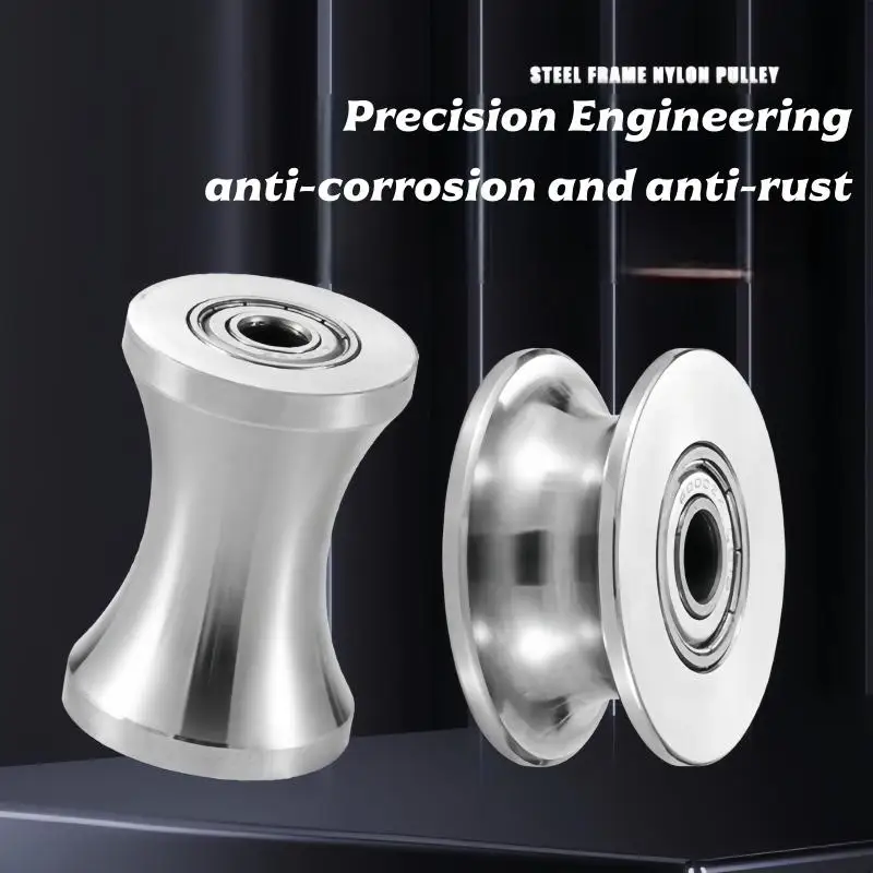 1Pc 304 stainless steel U-shaped groove mechanical equipment bearings steel rollers bearings pulleys steel wire guide wheels