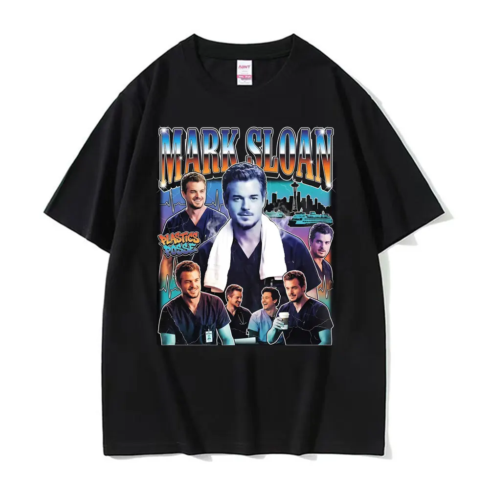Mark Sloan Grey's Anatomy Print T Shirt Men Women Retro Fashion Humor 100% Cotton T-Shirt Oversized O-Neck High Quality T-shirts