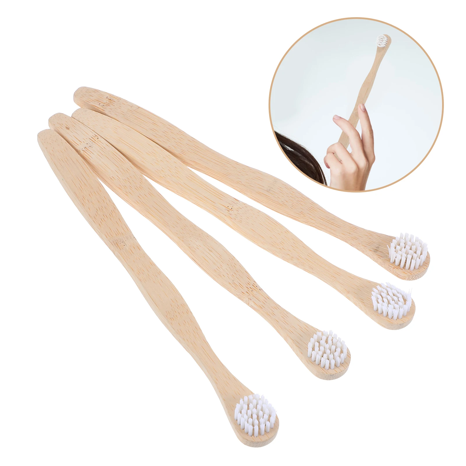 

4 Pcs Bamboo Tongue Cleaner Soft Toothbrush Oral Care Travel Scraper Daily Teeth Brushing Kids Mouthwash Hygiene