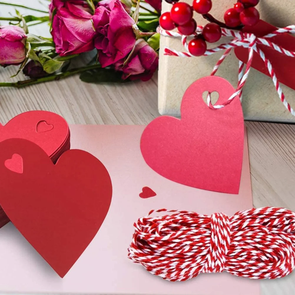 

DIY Gift Hanging Tags Heart Shaped Kraft Paper Labels for Presents Wedding Favors Name Ornament Red Wrap Valentine Day Gift