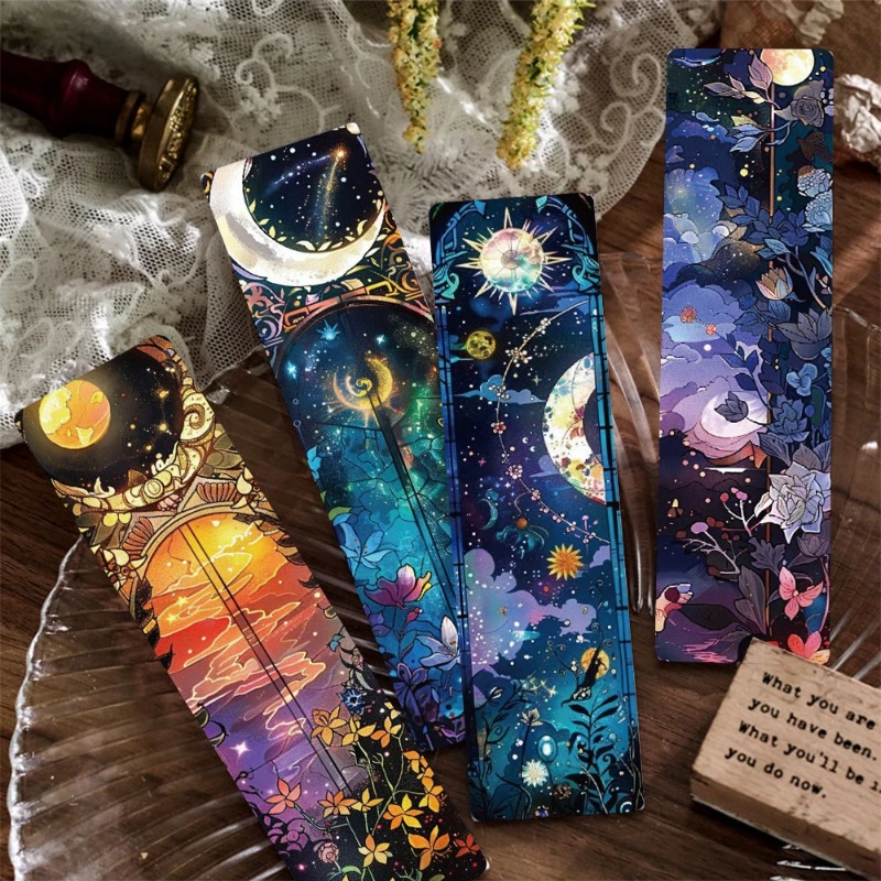 24 Sheets of Stained Glass Wind Art Paper Bookmarks Student Textbooks Reading Books Creative Rewards Merchandise Small Gifts