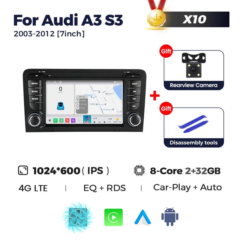 MEKEDE EU Stock French Warehouse أحدث نظام ملاحة السيارة بنظام Android لـ A3 مع Car Play Android AUTO