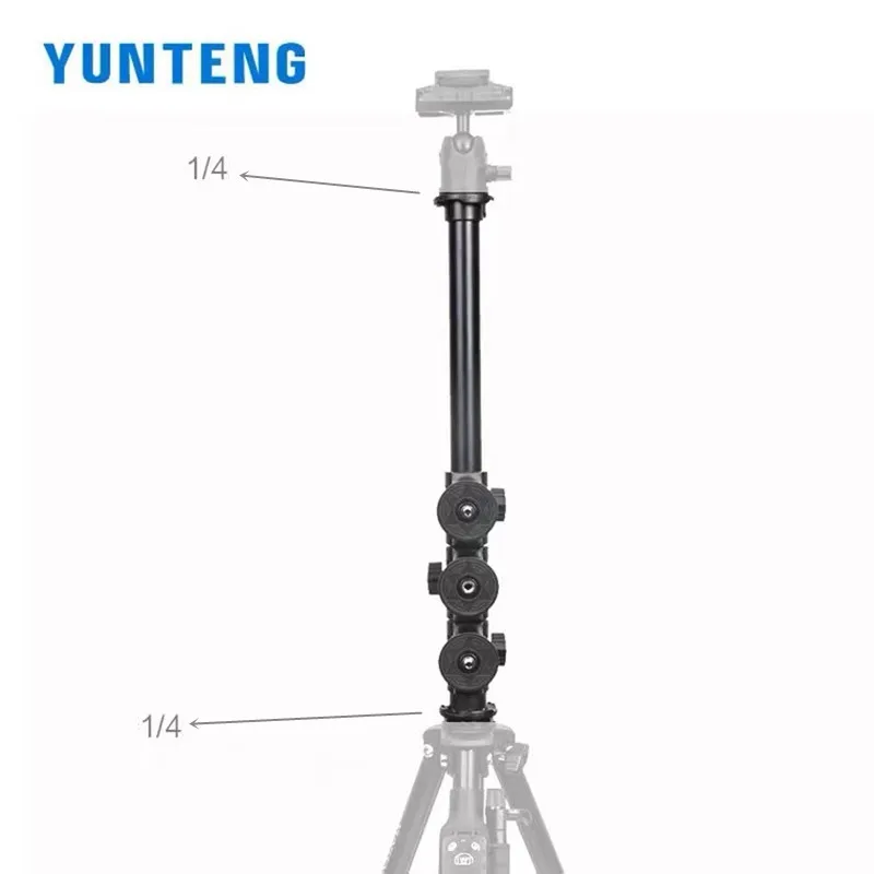 YUNTENG VCT-6109 Haste de extensão de tripé universal profissional Suporte horizontal para fotografia de produtos de estúdio de transmissão ao vivo