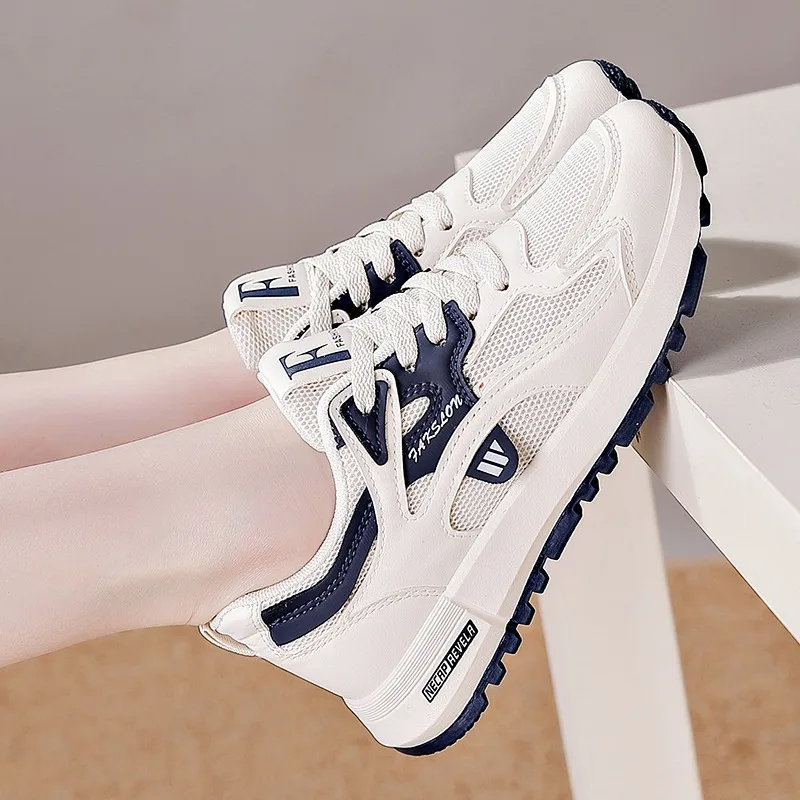 

Large Size Sports Shoes Women's 2025 New Spring Trendy Lightweight Running Leather Casual Dad Shoes Breathable Comfortable