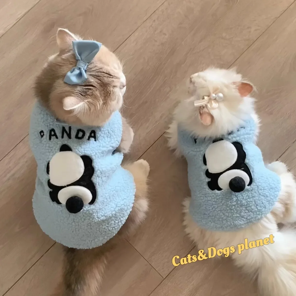 Pet Autumn Winter Panda Coat Warm Lamb Wool Vest Cute Kitten Pet Can Be Pulled for Winter Clothes Puppy Clothes for Small Dogs