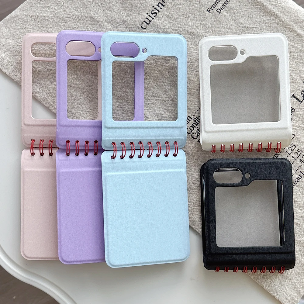 Flip6 Spiral Notebook Style Phone Case for Samsung Galaxy Z Flip 6 Flip6 5G Cute Hinge Protection Shockproof Cover Sleeve