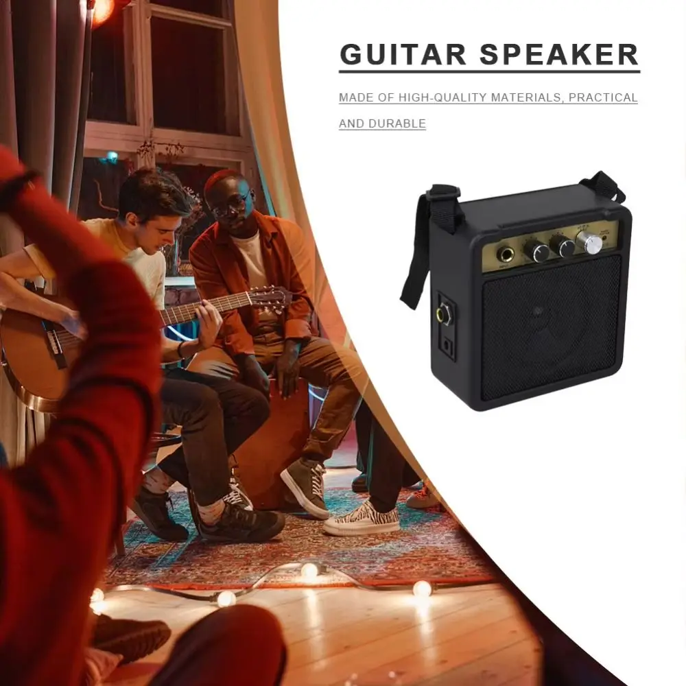 5W Guitar Amp Speaker Low-power Consumption Adjustable volume Acoustic Guitar Amplifier with Back Clip Electric Bass Speaker