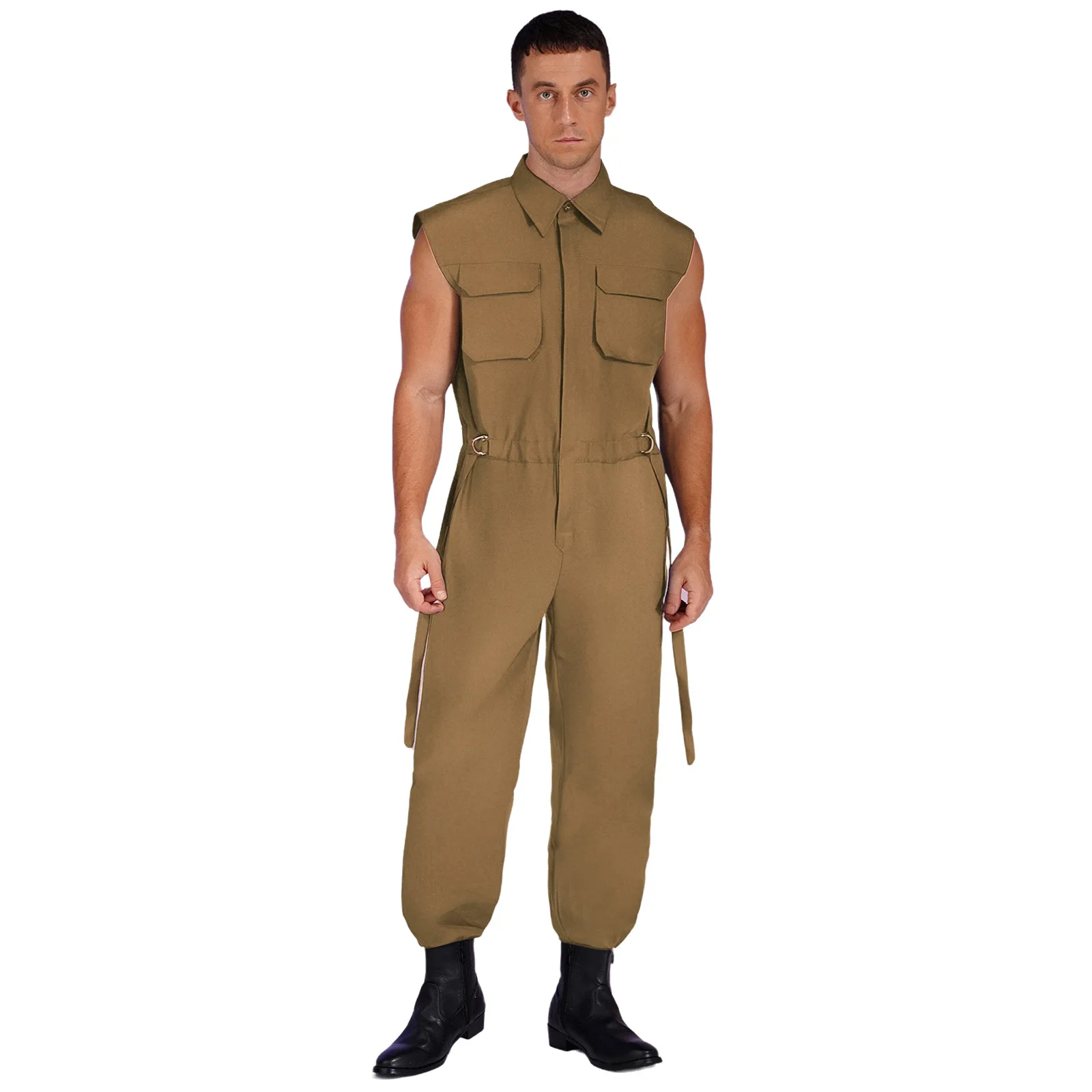 

Мужской комбинезон для механика, промышленный рабочий костюм, боди без рукавов на пуговицах с несколькими карманами, рабочая одежда, комбинезон, униформа для мастерской