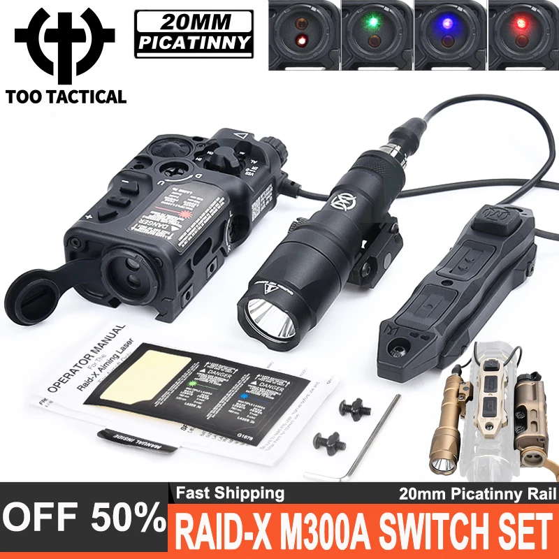 

Metal Airsoft RAID-X Indicator Wadsn M300A Flashlight Hunting Red Green Blue IR Sight RAID Laser Dual Function Pressure Switch