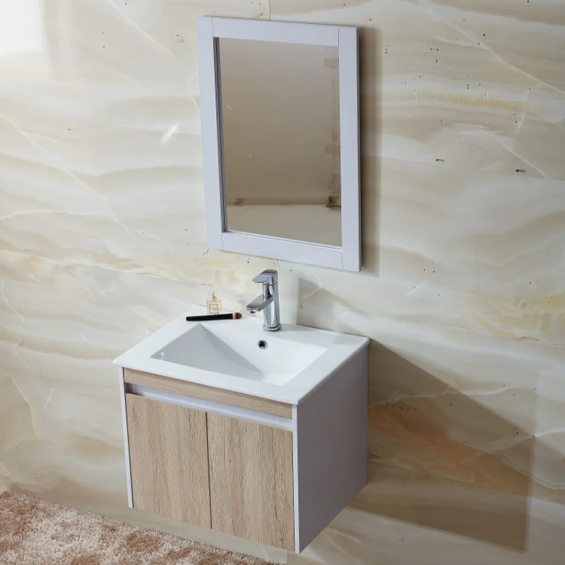 Wall Mount 2 Doors White Single Sink Bathroom Vanity With Mirror