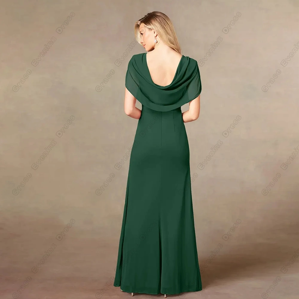 Green Off Shoulder Mother of Bride Dresses for Women Side Slit Wedding Party Dresses with Pleat Chiffon Robe De Soirée New