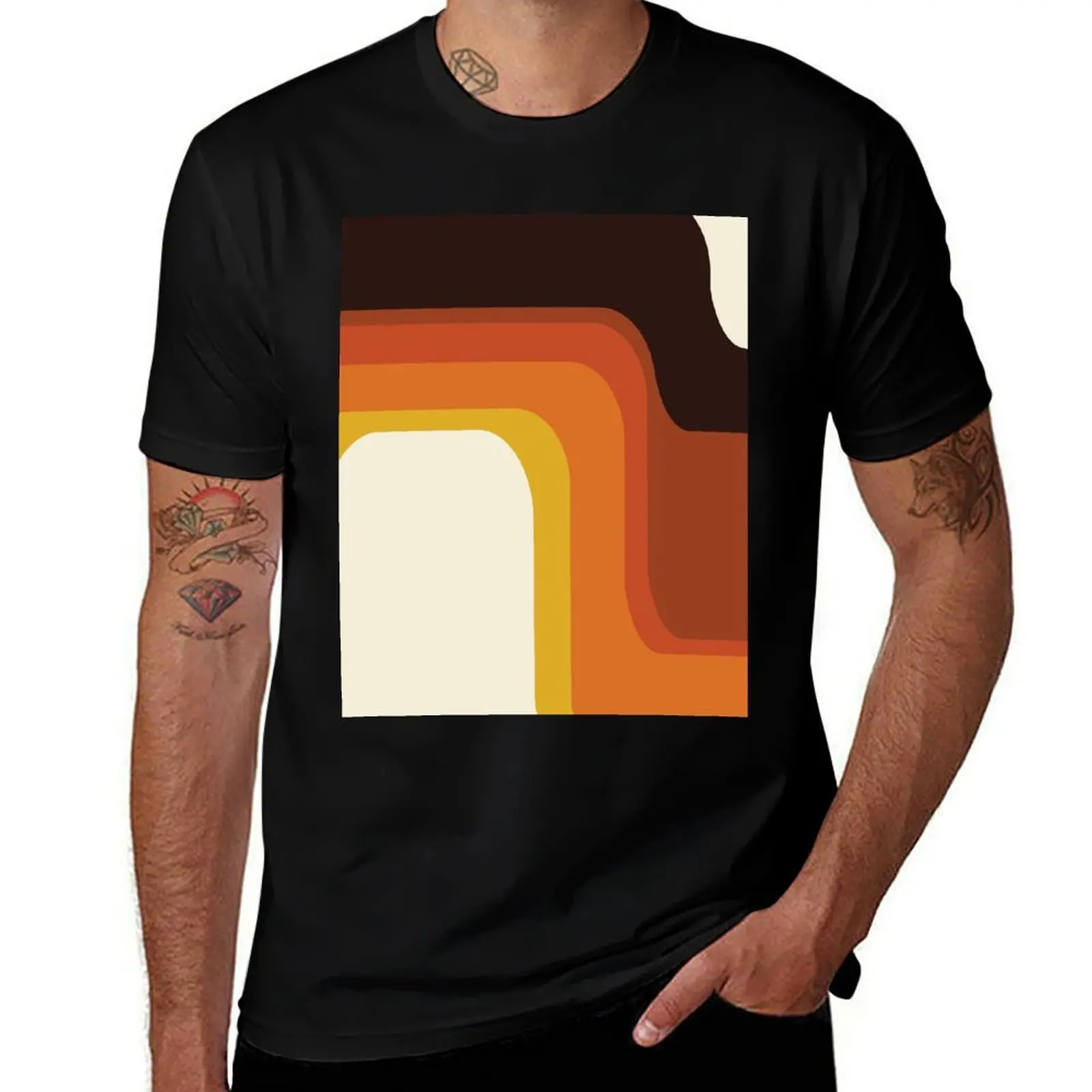 

Mid-Century Modern Meets 1970s Orange Rainbow T-Shirt t shirts for man cotton t shirts designer