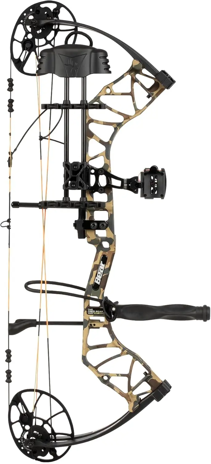 Right Hand Fred Bear Compound Bow Package for  Adults &  Youth, 14u201d- 30u201d Draw Length, 10-70 Lbs Draw Weight, Up to 315 F