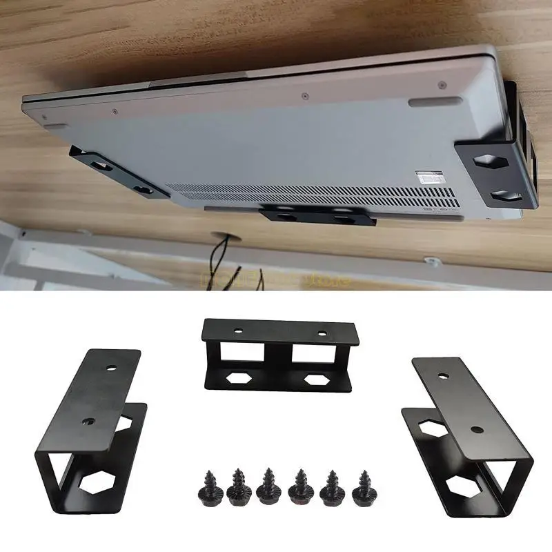 F62C Under Desk Laptop Holder Mount with Screw for Macbook Laptops Keyboards Routers Modems Cable Box Switch Holder