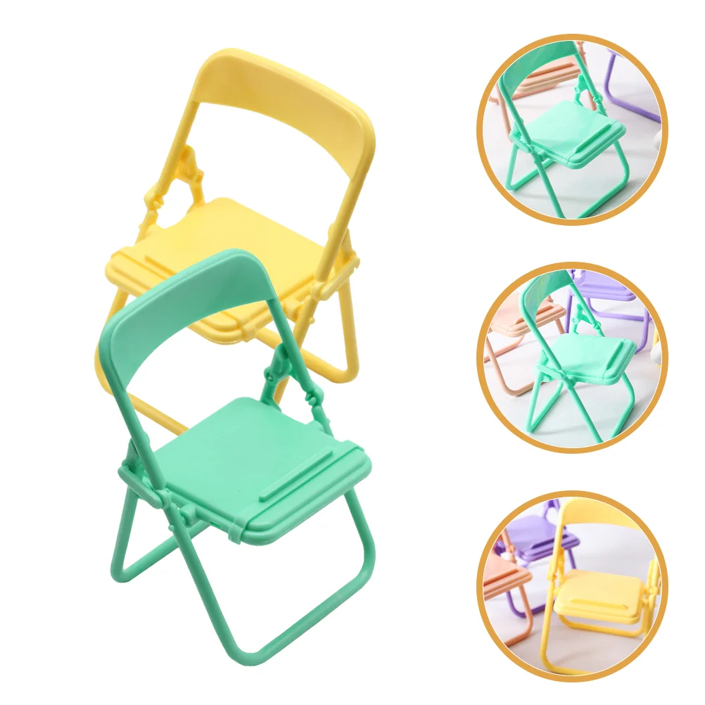 2 Pcs Miniature Dollhouse Chair Furniture Folding Beach Sunbath Pp Model Decorative