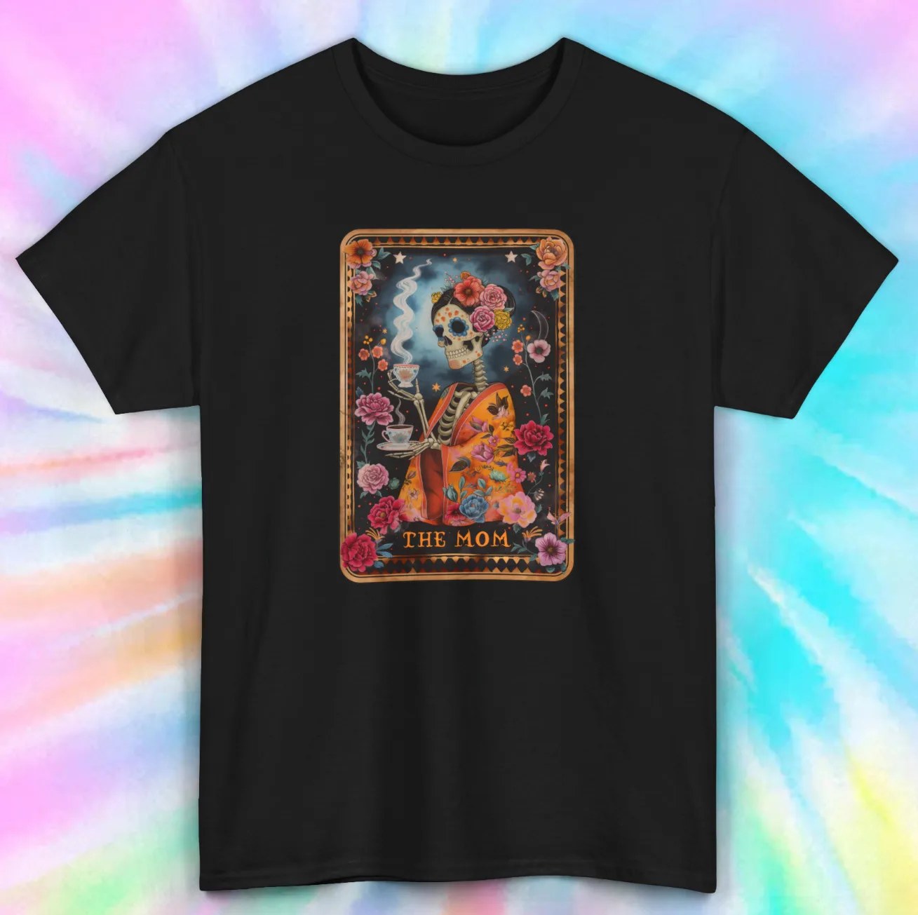 

The Mom Tarot Tee | Dia de los Muertos Style | Floral Skeleton Graphic | S-5XL