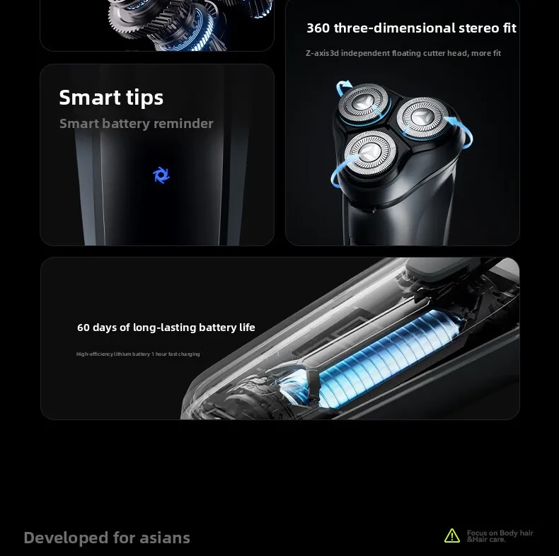 ENCHEN BlackStone Men Electric Shaver 3D Floating Head Anti Pinch 1H Fast Charge Pop Up Sideburn Trimmer Portable Beard Razor