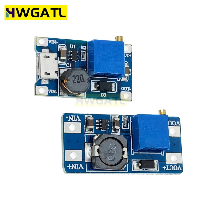 HWGATL MT3608 DC-DC Step Up Converter Booster Power Supply Module Boost Step-up Board MAX output 28V 2A for arduino diy kit