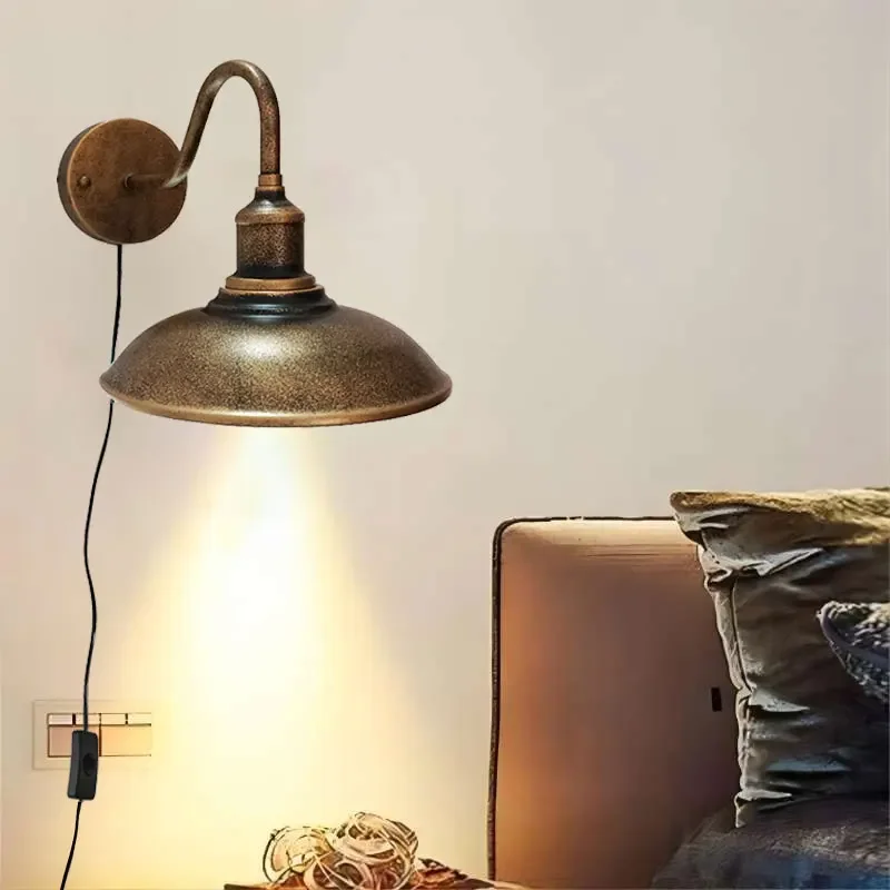 

Retro Creative Wall Mounted Lamp With Plug American Industrial Indoor Restaurant Bedroom Aisel Balcony Bar Decorative Wall Light