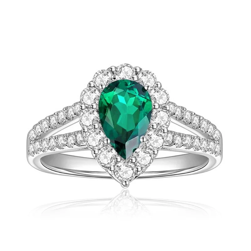 

ZFSILVER, серебро 925, роскошное кольцо с драгоценным камнем, шпинель, изумрудное кольцо в форме капли воды для подвесок, женские ювелирные изделия для свадебной вечеринки, подарок R3-0045