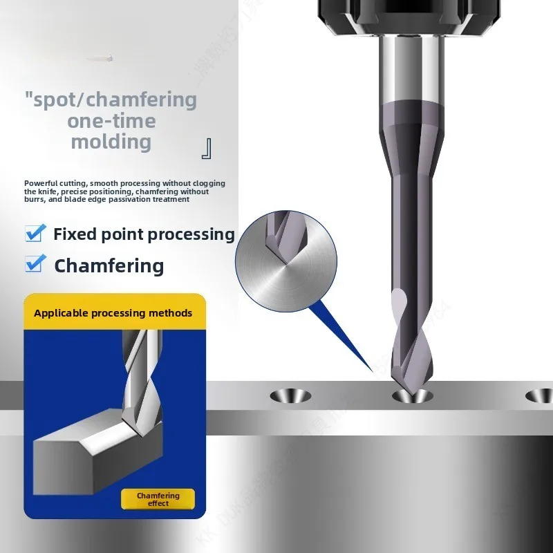 Carbide Extended Reach Spot Drill/ Coated Chamfer Tool/ 90° 2 Flute for Aluminum / 0.5‑2.0mm Sizes / CNC Countersink Cutting Bit