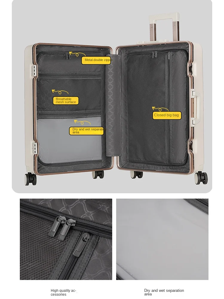 Red Suitcase 20-28 inch Multifunctional Travel Suitcase Aluminum Frame Scratch-Resistant PC Trolley Case Carry-On Luggage