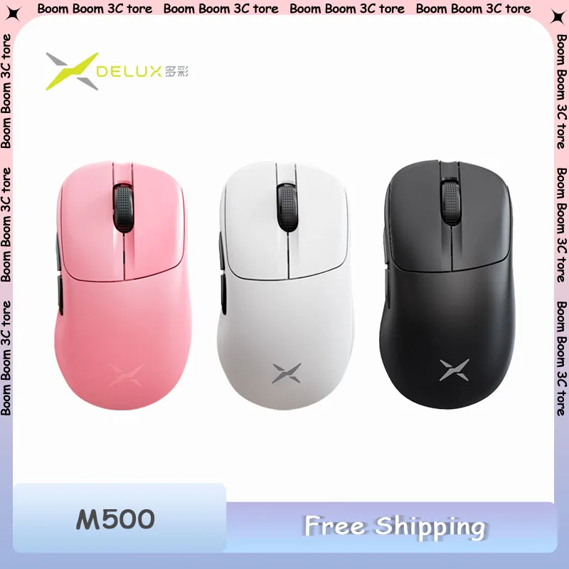 

Игровая мышь Delux M500 Pro 8K PAW3395 Трехрежимное беспроводное покрытие Ice-Feel Брудостойкие легкие мыши для киберспорта Аксессуар для геймеров