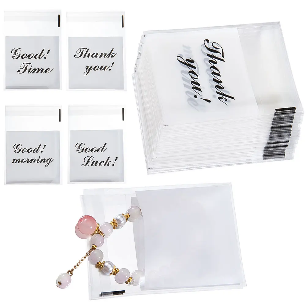 

50pcs Mixed White Plastic Pouches Thank you Self Adhesive OPP Bags for DIY Jewelry Display Retail Bags Cosmetic Wrapping