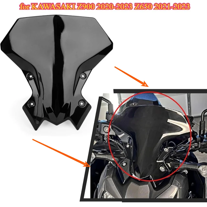 

Лобовое стекло мотоцикла, дефлектор ветра, передний ветрозащитный экран для KAWASAKI Z900 Z 900 2020-2023 Z650 2021-2023, ветровое стекло