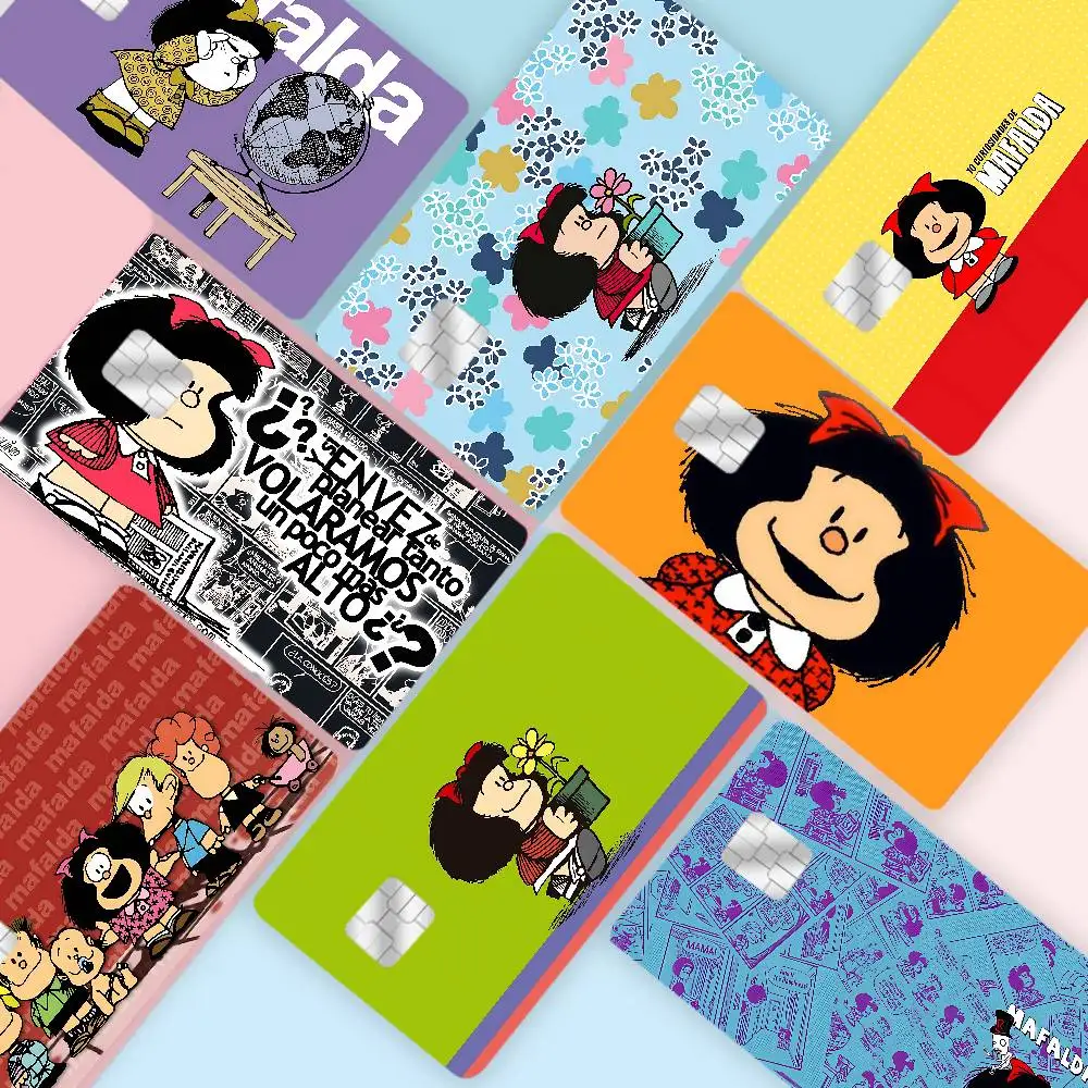 غطاء جلدي لفيلم ملصق M-Mafalda Girl Anime لبطاقة الائتمان وبطاقة الخصم البنك الأمامية