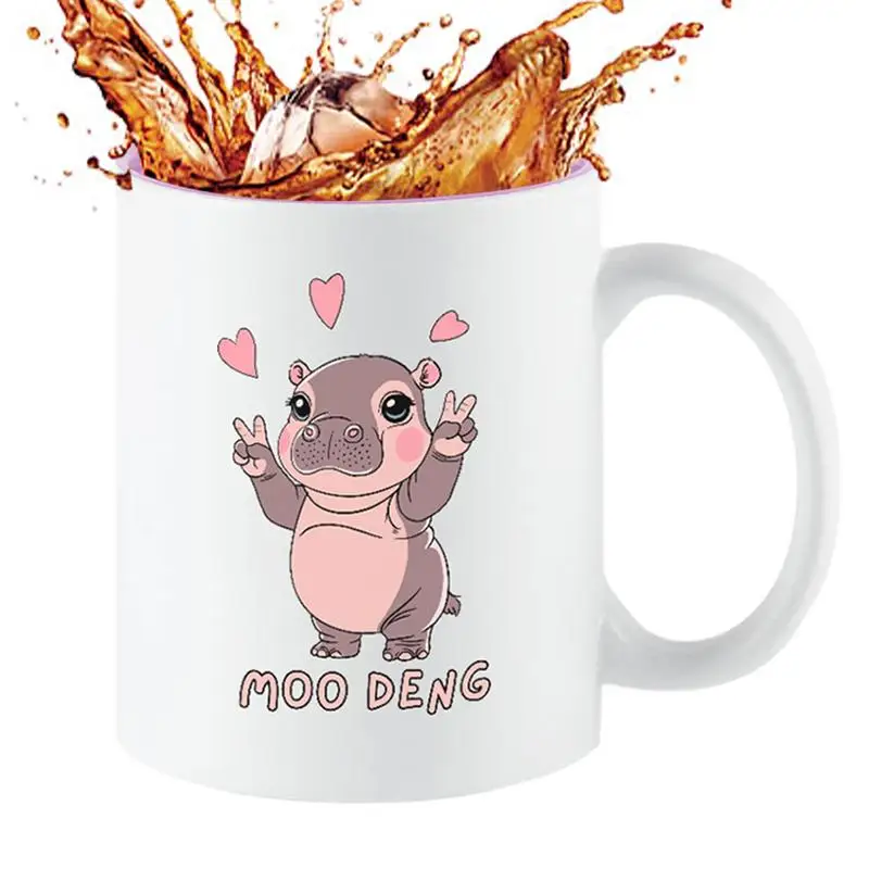 

350ml Hippo Moo Deng Mug Cute Hippo Cup Breakfast Cup Cartoon Ceramic Mug Funny Water Cups Breakfast Milk Coffee Tea Cup