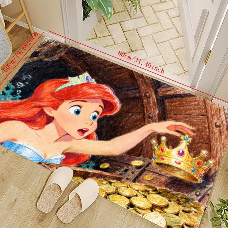

1 шт. Дисней Русалочка Ариэль мультфильм принцесса сокровища сцена напольный коврик, мягкий нескользящий коврик для ванной комнаты, кухни, гостиной, спальни