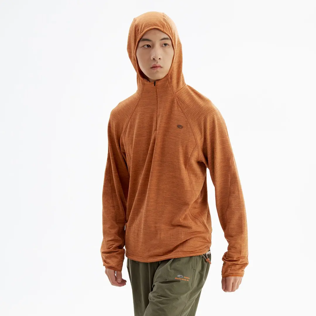 Men Women Outdoor Hiking Lightweight Fleece Quick Dry Sport Pullover Hooded Sweatshirts City Walk Loose Casual Hoodie T-shirt