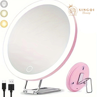 5x 10x 20x 30x magnifying mirror with light portable led table stand make up mirror with lights foldable pocket for travel